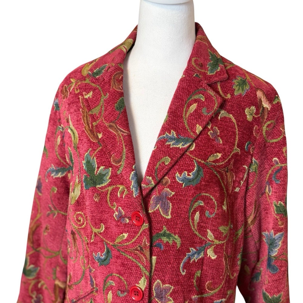 Vtg Index‎ Floral Tapestry Blazer Jacket Womens Size 12 Office 90s Boho Colorful